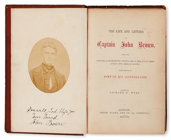 (SLAVERY AND ABOLITION.) BROWN, JOHN. The Life and Letters of Captain John Brown.